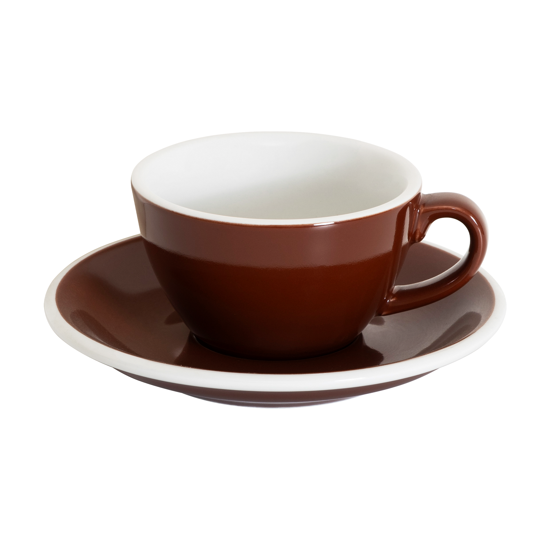 Ei-Set mit 1 flachen weißen 150-ml-Tasse und Untertasse