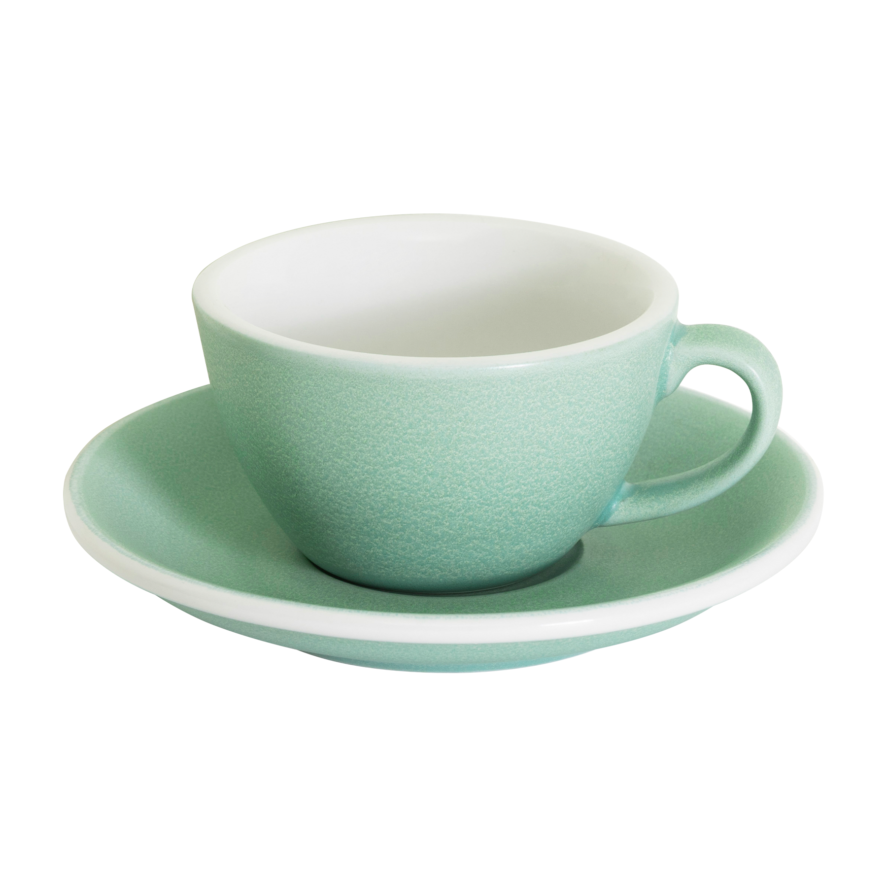 Ei – Set mit 1 flachen weißen 150-ml-Tasse und Untertasse – von der Natur inspirierte Farben
