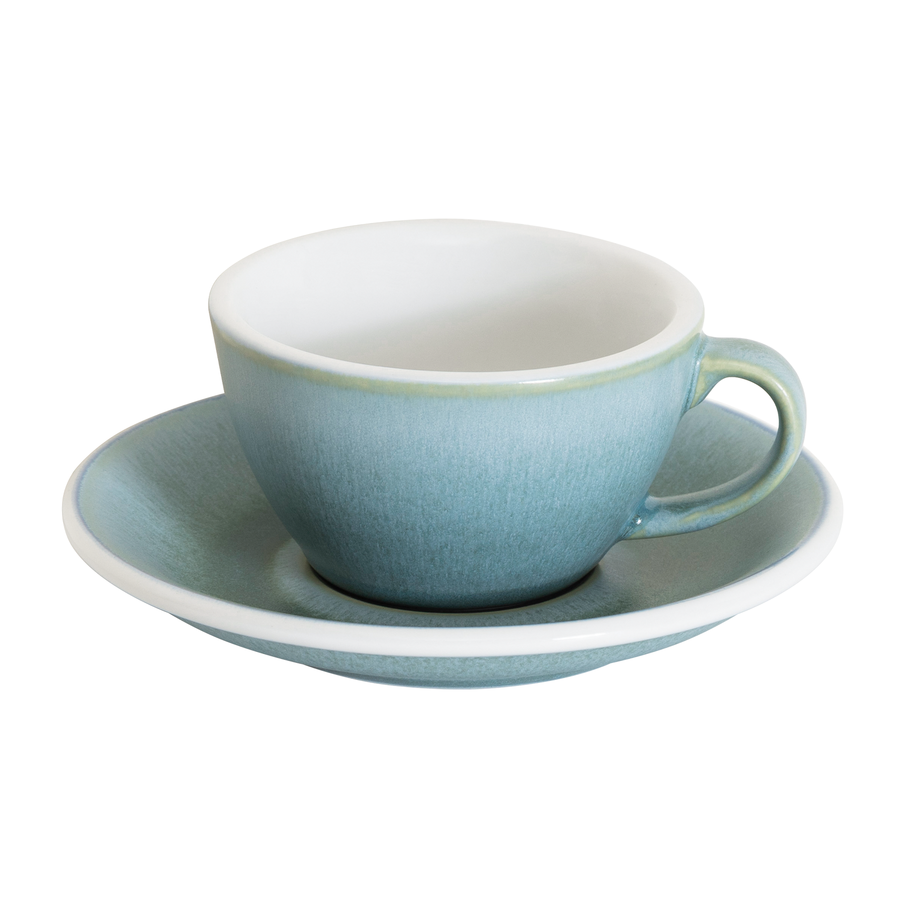 Oeuf - Lot de 1 tasse et soucoupe blanches plates de 150 ml - Couleurs inspirées de la nature