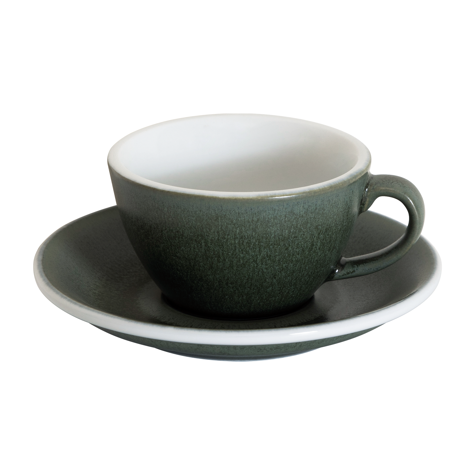 Oeuf - Lot de 1 tasse et soucoupe blanches plates de 150 ml - Couleurs inspirées de la nature