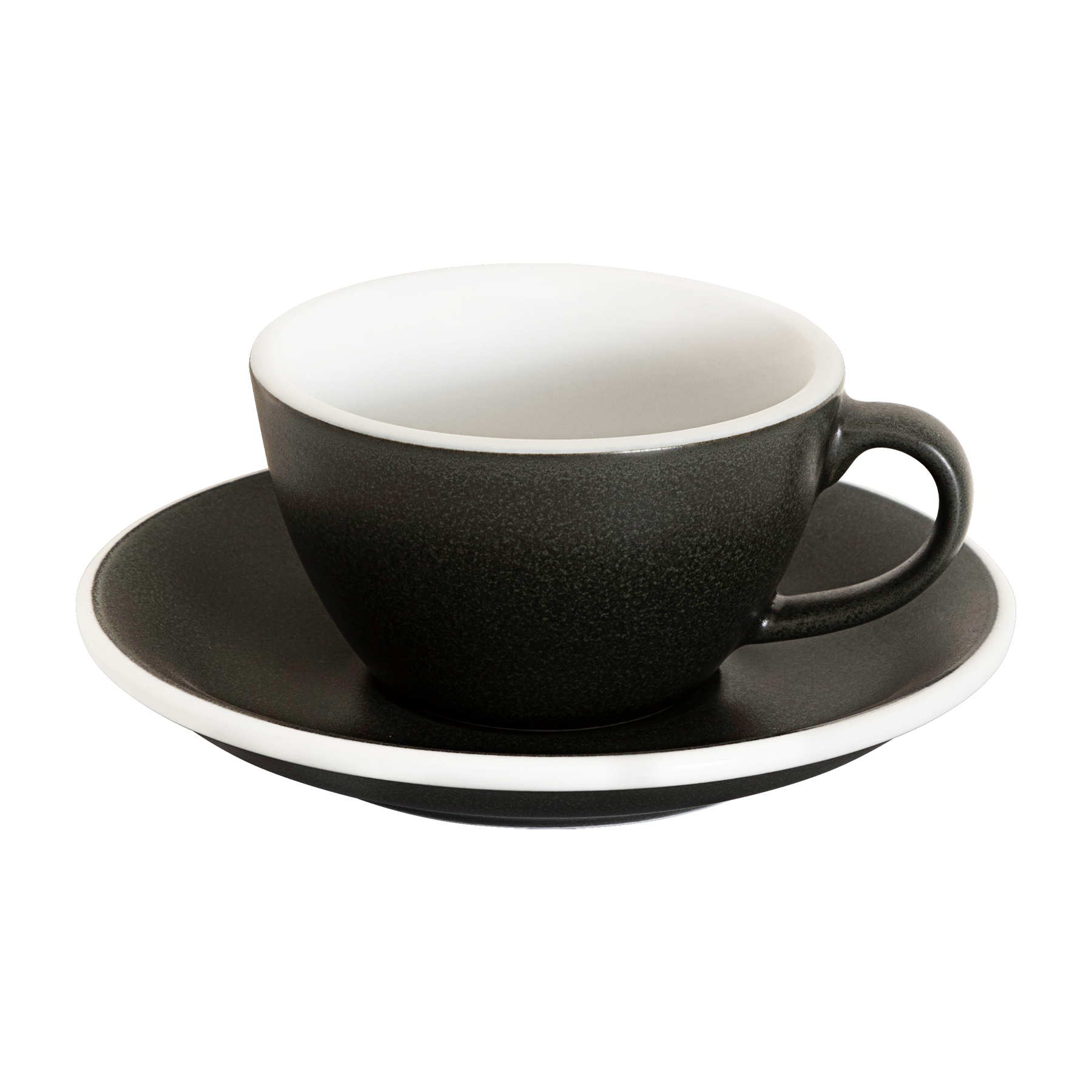 Oeuf - Lot de 1 tasse et soucoupe blanches plates de 150 ml - Couleurs inspirées de la nature