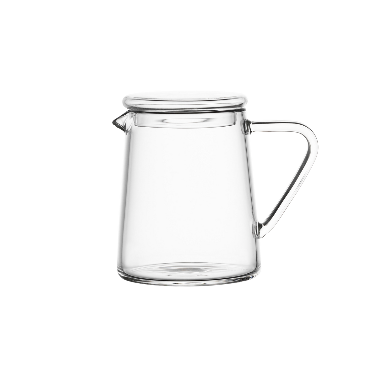 Carafe en verre haute de 500 ml et couvercle en verre de 8 cm (à associer avec les carafes haute / ventrue / optique)