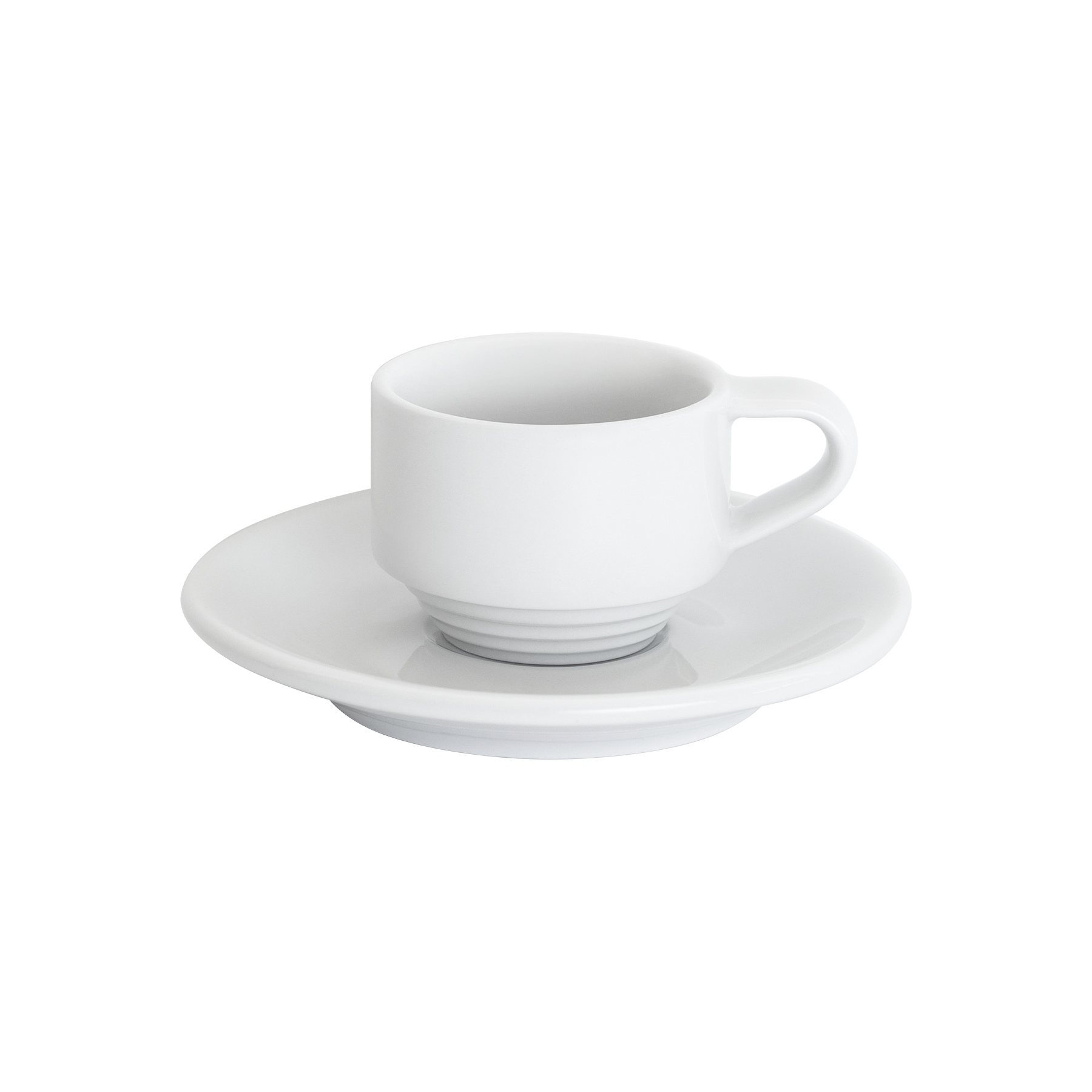 Loveramics Deco white porcelain espresso cup with matching saucer