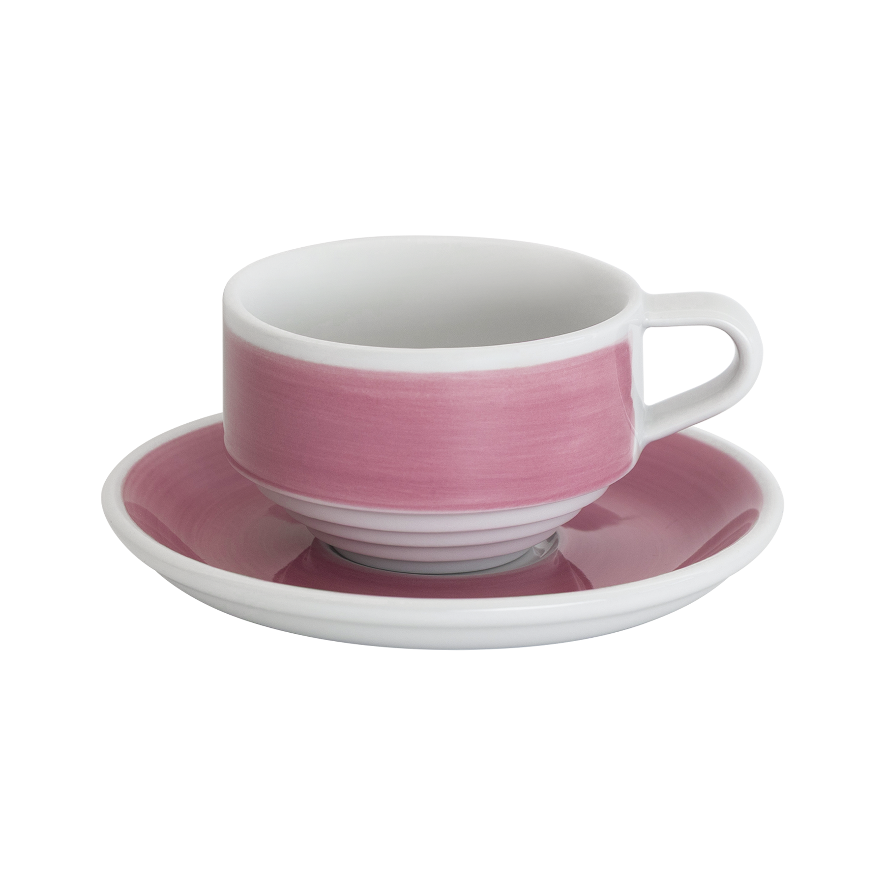 Loveramics Deco 120ml stackable cortado coffee cup and 13cm saucer set with pink artisan ceramic glaze