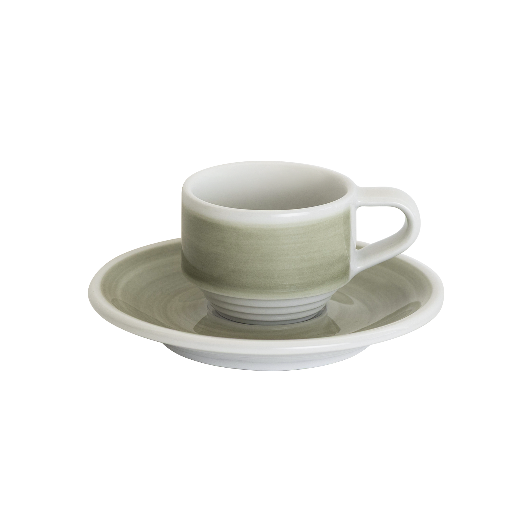 Grey hand‑painted Loveramics Deco espresso cup and matching saucer