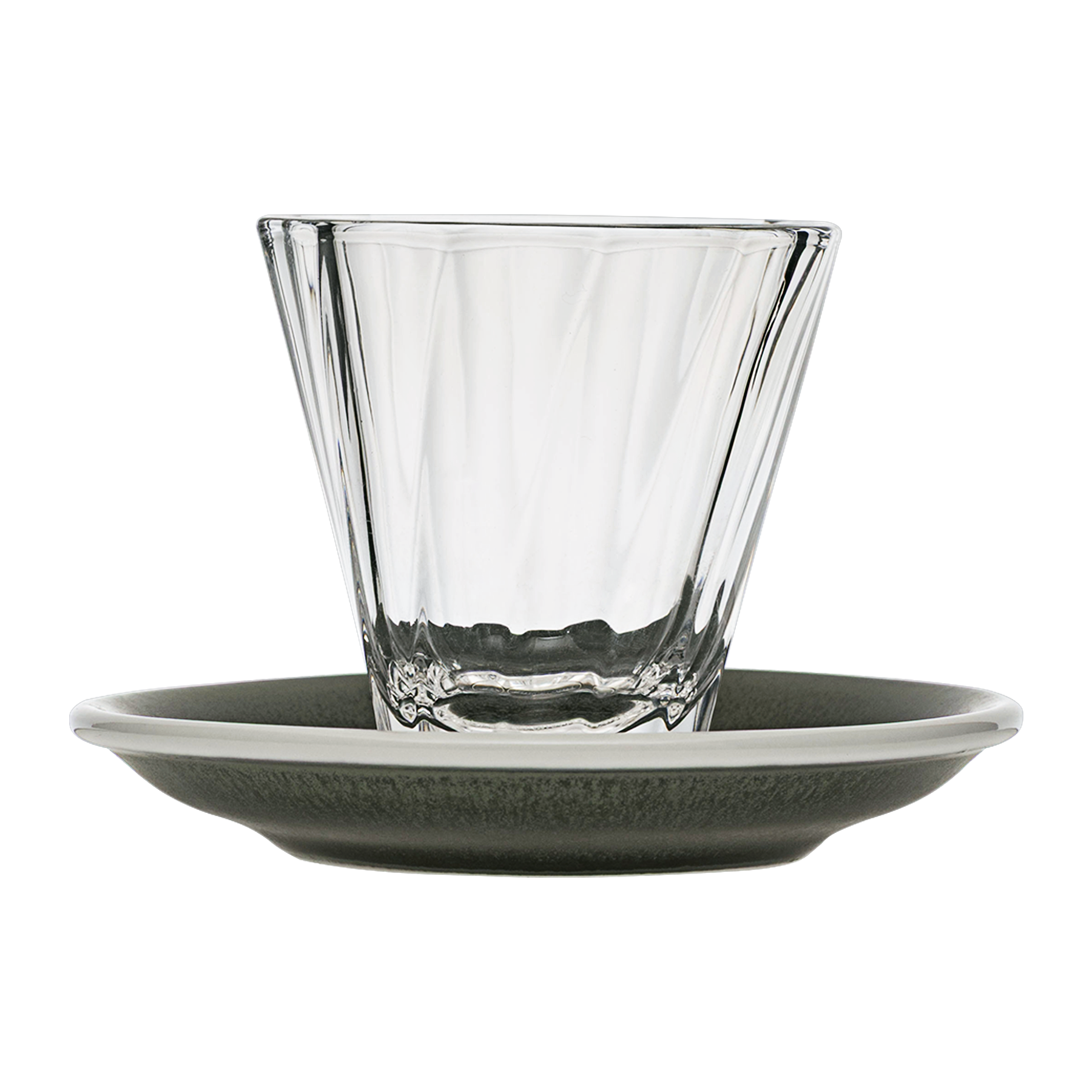 Urban Glass 180 ml gedrehtes Cappuccinoglas (klar) und Untertasse