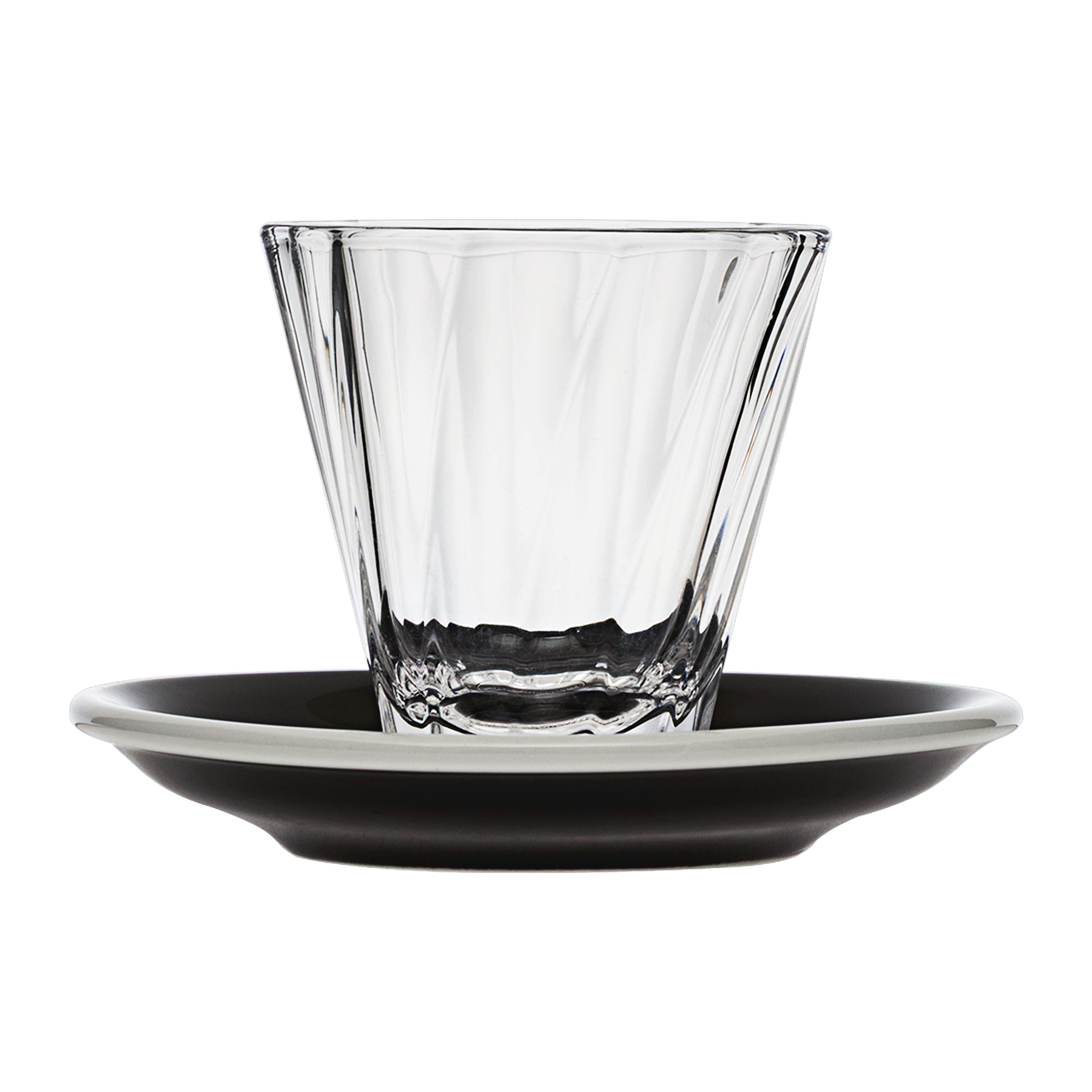 Urban Glass 180 ml gedrehtes Cappuccinoglas (klar) und Untertasse