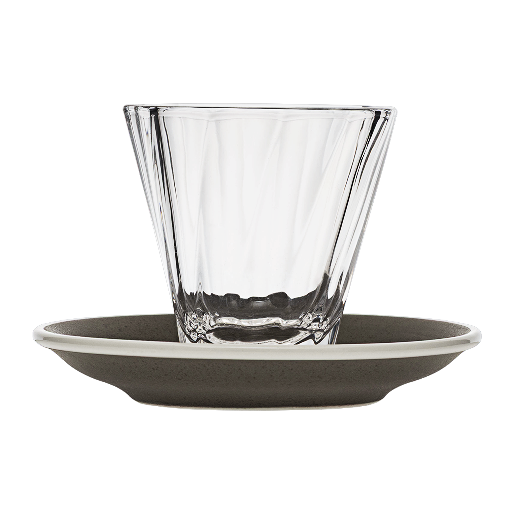Urban Glass 180 ml gedrehtes Cappuccinoglas (klar) und Untertasse
