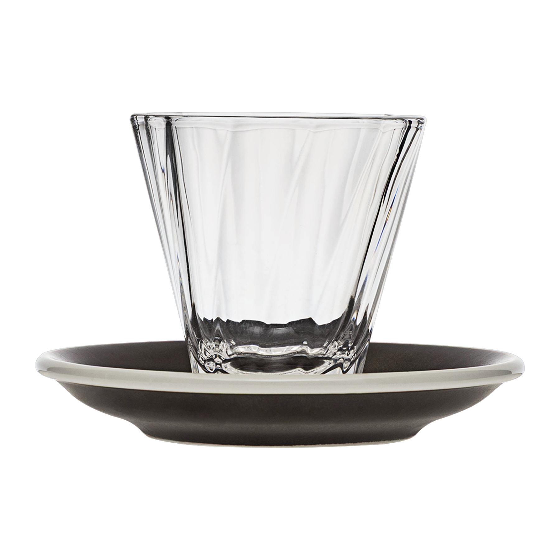 Urban Glass 180 ml gedrehtes Cappuccinoglas (klar) und Untertasse
