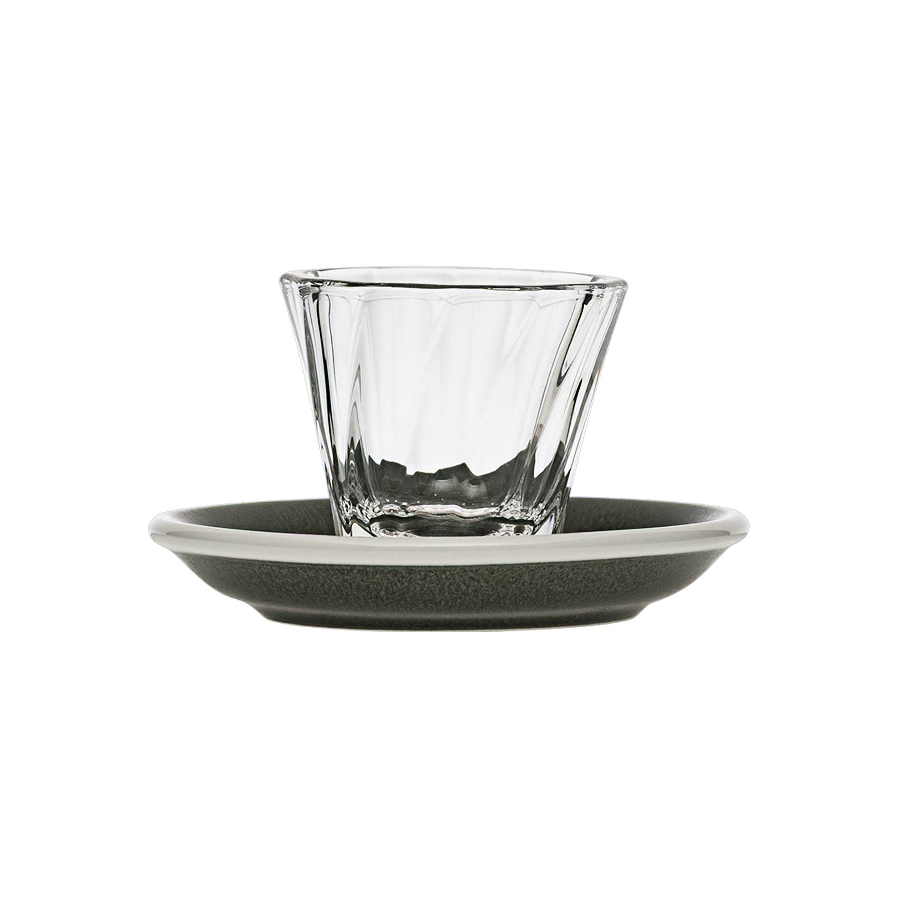 Urban Glass 70 ml gedrehtes Espressoglas (klar) und Untertasse