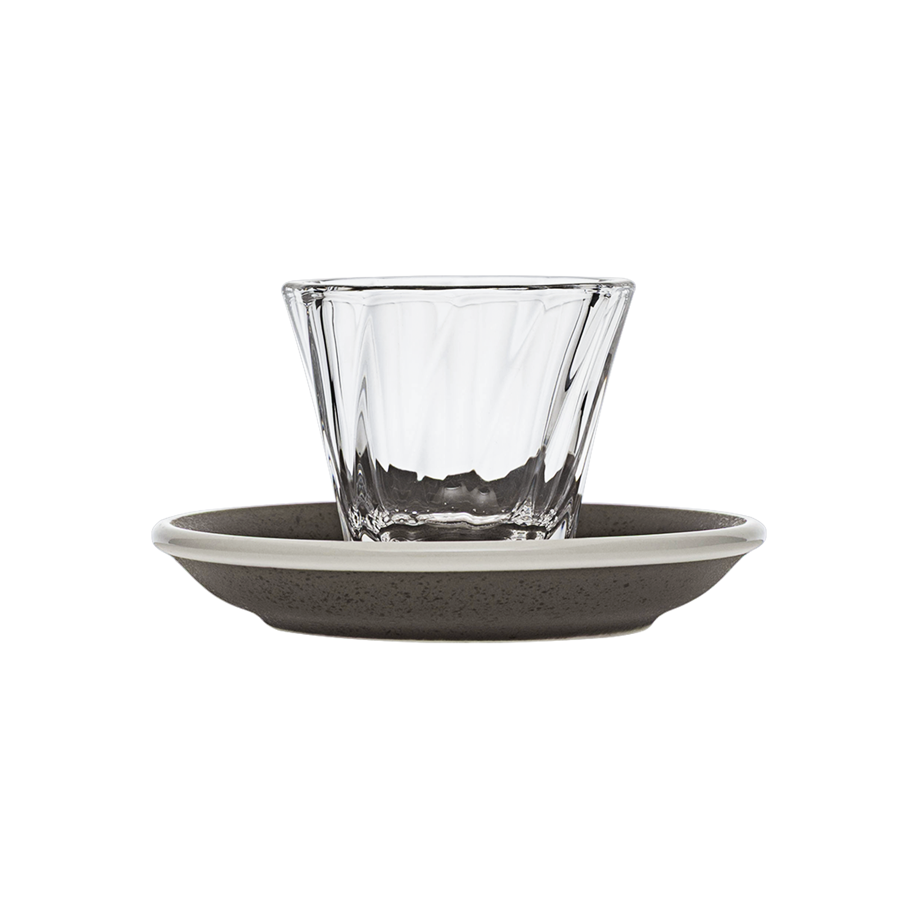 Urban Glass 70 ml gedrehtes Espressoglas (klar) und Untertasse